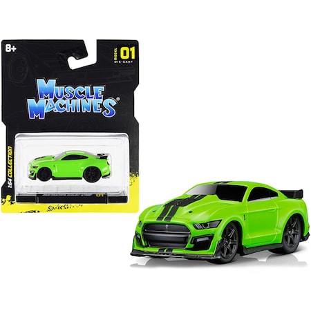 Thinkandplay 2020 Ford Mustang Shelby GT500 Bright Green with Black Stripes 1-64 Scale Diecast Model Car TH3472201